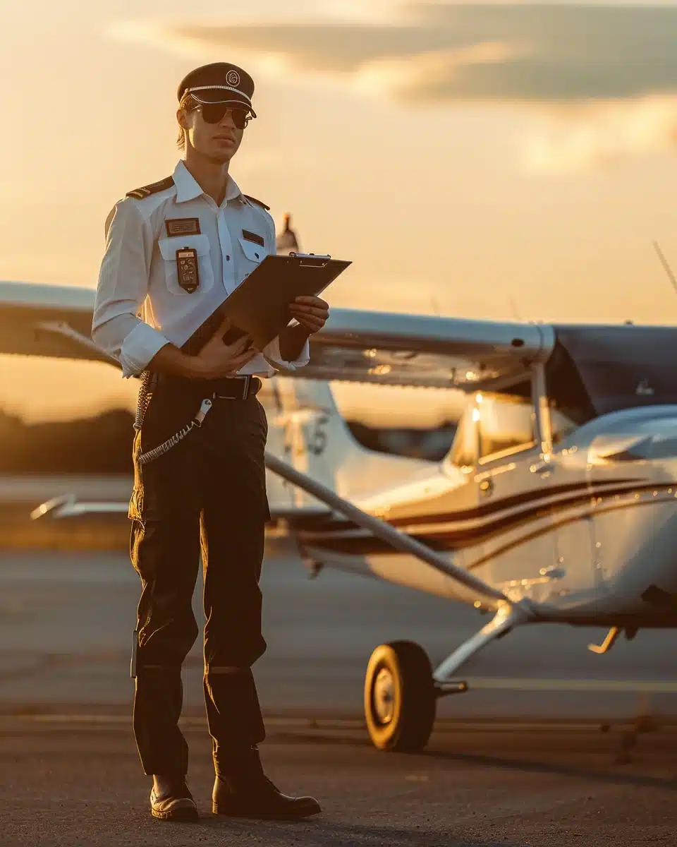 Pilot in cockpit