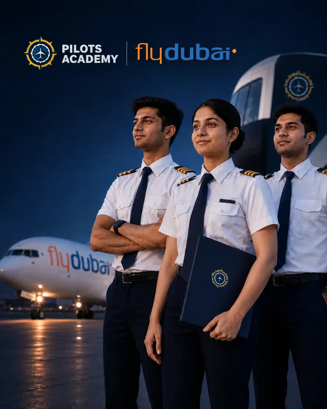 flydubai Boeing 737 MAX on Dubai tarmac at golden hour