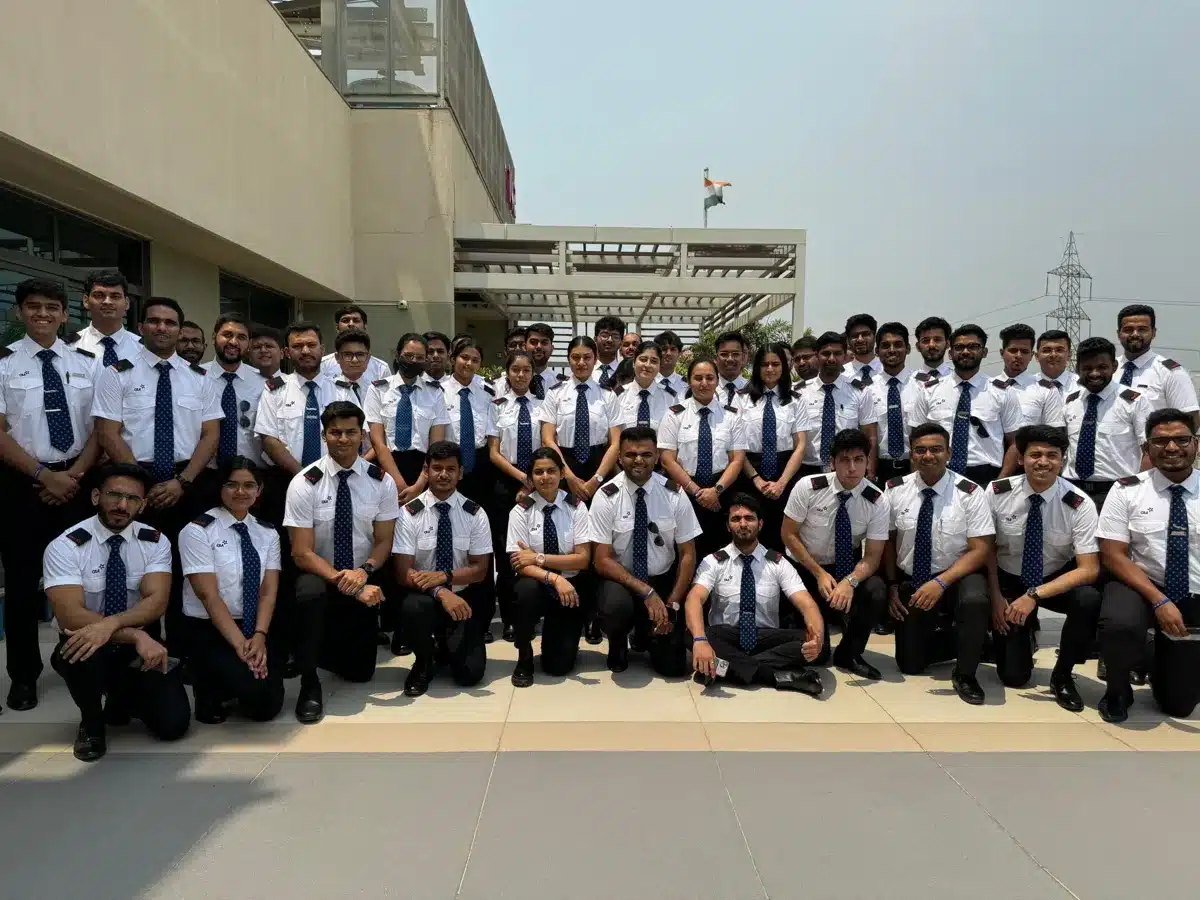 Chimes Aviation Academy cadets in uniform on the apron