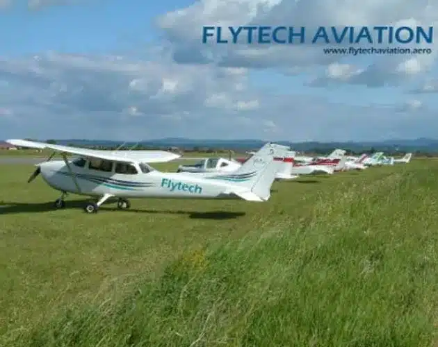 Flytech Aviation Academy Cessna trainer aircraft on the airfield